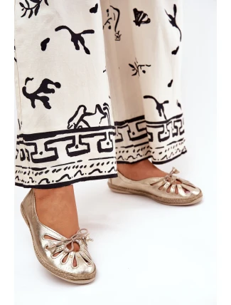 Płaskie Baleriny Z Naturalnej Skóry Zazoo 10179 Złote