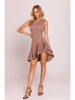 M850 Volánové mini šaty - mocca