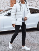 Pánska prešívaná zimná bunda s kapucňou biela FashionStreet TX5056