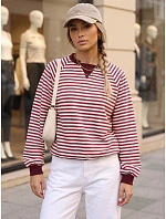 Dámska bavlnená mikina s pruhmi Azara, bordová, FashionStreet RY2932 Dámska bavlnená mikina s pruhmi Azara, bordová, FashionStreet RY2932