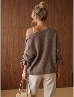 Dámsky oversize kardigán bez zapínania, hnedý, FashionStreet MY2565 Dámsky oversize kardigán bez zapínania, hnedý, FashionStreet MY2565