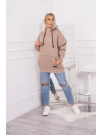 Zateplená mikina s polovičným zipsom tmavo béžová Zateplená mikina s polovičným zipsom tmavo béžová