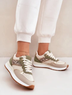 Buty Sportowe Damskie Z Panterką Na Platformie Zielone Davinara