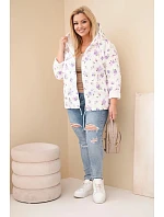 Dámske Plus veľkosť jarná bunda s malým kvetinovým vzorom fialová