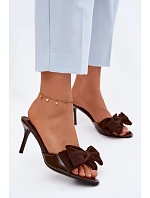 Dámské lodičky na podpatku s mašlí Čokoládové Jelessa