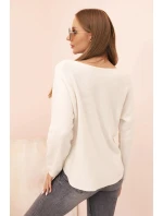 Dámsky viskózový sveter s výstrihom do V, svetlo béžový Dámsky viskózový sveter s výstrihom do V, svetlo béžový