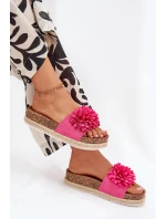 Klapki Damskie Na Platformie Z Ozdobnymi Kwiatkami Fuksja Tessara