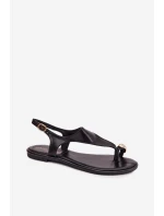 Dámské sandály na nízkém podpatku se zlatým detailem Černé Talorina