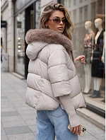 Dámska zimná prešívaná bunda s kožušinou, sivá, FashionStreet TY5986 Dámska zimná prešívaná bunda s kožušinou, sivá, FashionStreet TY5986