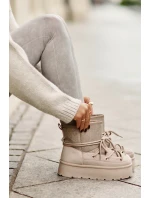 Śniegowce Z Wiązaniem Na Platformie Beżowe Mavora