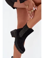 Botki Sztyblety Damskie Ocieplane Na Klocku Czarne Zoralia