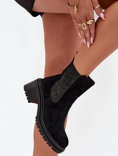 Botki Sztyblety Damskie Ocieplane Na Klocku Czarne Zoralia