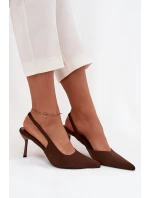 Szpilki Z Odkrytymi Piętami Czekoladowe Lenira