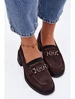 Dámské mokasiny z přírodního semiše na nízkém podpatku Vinceza 18127 Čokoládové