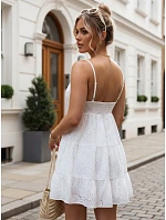 Biele bavlnené šaty s výšivkou na ramienkach FashionStreet EY2671 Biele bavlnené šaty s výšivkou na ramienkach FashionStreet EY2671