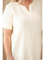 Dámske plus veľkosť viskózové šaty s krátkymi rukávmi a výstrihom do V žlté