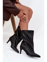 Wsuwane Botki Damskie Na Szpilce Czarne Solvienne