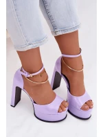 Lakované dámské sandály na podpatku a platformě fialové Horvia