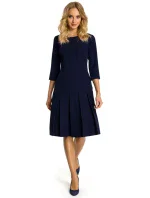 M336 Šaty so spadnutým pásom a záhyby - tmavo modré