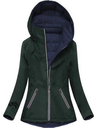 Zelená a tmavomodrá obojstranná prechodná bunda (7699)