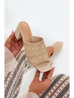 Klapki Damskie Z Plecionką Na Obcasie Beżowe Ciariloria