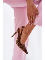 Zdobione Sandały Na Szpilce Panterka Brązowe Kemonia