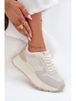 Ocieplane Sneakersy Damskie Na Platformie Big Star SS274008 HI-POLY SYSTEM Jasnobeżowe