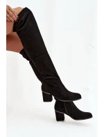 Dámské vysoké boty na podpatku z eko semiše černé Zaretta