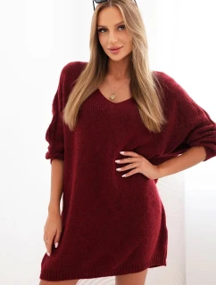 Dámske Plus veľkosť vlny V-neck sukne bordová