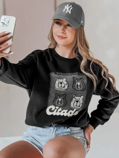 Dámska nadrozmerná mikina s medvedíkmi MISOBEARS black FashionStreet BY1437