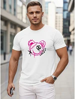 Pánske bavlnené tričko s potlačou v štýle graffiti, biele, FashionStreet NX0136R