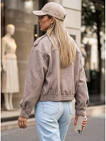 Krátky dámsky dvojradový kabát v béžovej farbe FashionStreet TY6025 Krátky dámsky dvojradový kabát v béžovej farbe FashionStreet TY6025