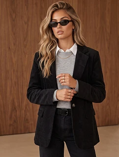 Dámska čierna kordová bunda FashionStreet PY0161