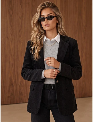 Dámska čierna kordová bunda FashionStreet PY0161
