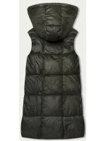 Jednoduchá dámska vesta v khaki farbe s kapucňou (YP-22072-6) Jednoduchá dámska vesta v khaki farbe s kapucňou (YP-22072-6)