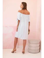 Dámske viskózové šaty s viazaním na rukávoch modré Dámske viskózové šaty s viazaním na rukávoch modré