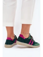 Zazoo N1068 Dámske semišové nízke tenisky Dark Green