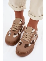 Dámské tenisky na platformě s flíčky tmavě béžové Denissa