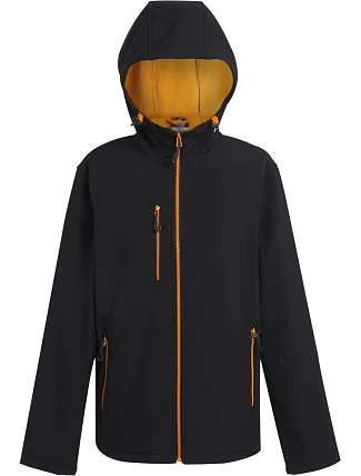 Regatta TRA 705 dvojvrstvová softshellová bunda „Navigate“ 36.A705 čierna/oranžová pop