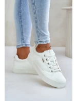 Trampki Damskie Na Platformie Ocieplane Big Star OO274A464 Białe