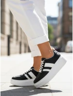 Dámske kožené tenisky na platforme čierne FashionStreet ZY1395