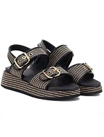 Dámske sandále na platforme čierno-zlaté Artiker 58C1741