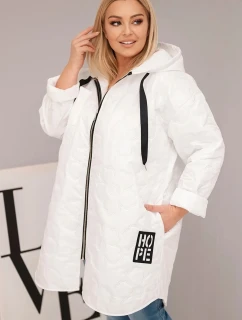 Dámska nadrozmerná prešívaná bunda s kapucňou a HOPE White