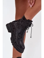 Skórzane Botki Workery Damskie Ocieplane Na Zamek Artiker 57C2257 Czarne