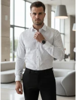 Pánska biela vzorovaná košeľa slim fit FashionStreet DX2697