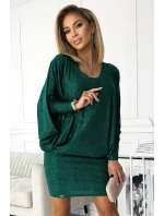 402-2 Netopierie šaty - fľaškovo zelené s brokátom 402-2 Netopierie šaty - fľaškovo zelené s brokátom