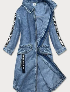 Svetlomodrá voľná dámska džínsová bunda/prehoz cez oblečenie (POP7030-K)