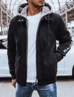 Pánska zateplená mikina s potlačou čierna FashionStreet BX5613