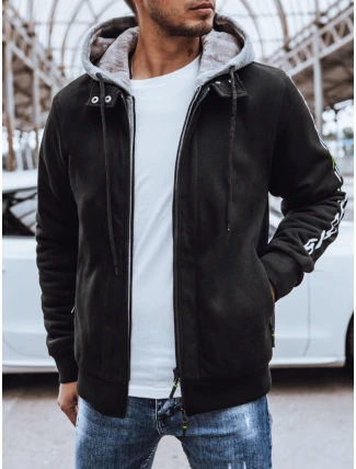 Pánska zateplená mikina s potlačou čierna FashionStreet BX5613