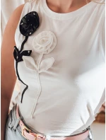 PETITO white FashionStreet RY2730 dámske bavlnené tričko bez ramienok s kvetmi PETITO white FashionStreet RY2730 dámske bavlnené tričko bez ramienok s kvetmi